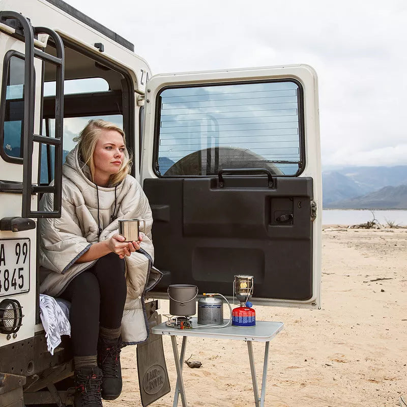 Portable Camping Quilt in khaki, deep blue, or wax apple purple, lightweight and waterproof for outdoor use