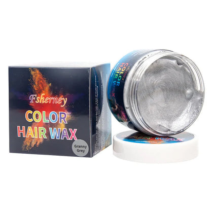 120g hair styling clay pot in one of nine colours: White, Orange, Red, Yellow, Blue, Green, Purple, Rose Red, or Granny Grey