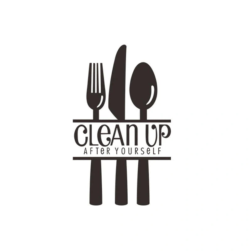 English Proverbs Wall Stickers featuring a knife and fork design for kitchen decor