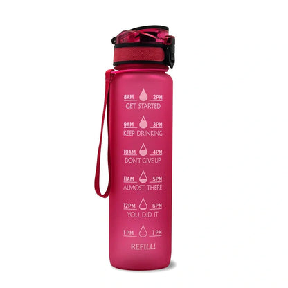 Tritan sports water bottle with frosted gradient finish and flip-top lid showing blue-red colour transition