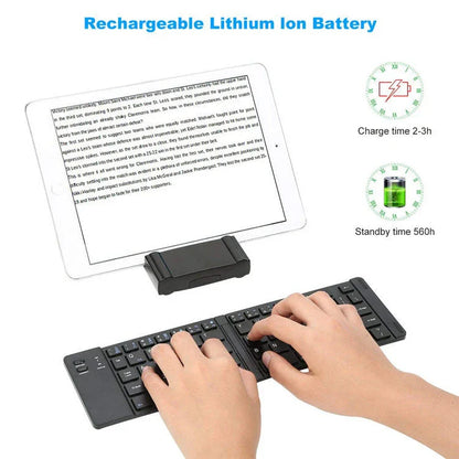 Ultra-portable wireless Bluetooth keyboard with foldable design for smartphones and tablets