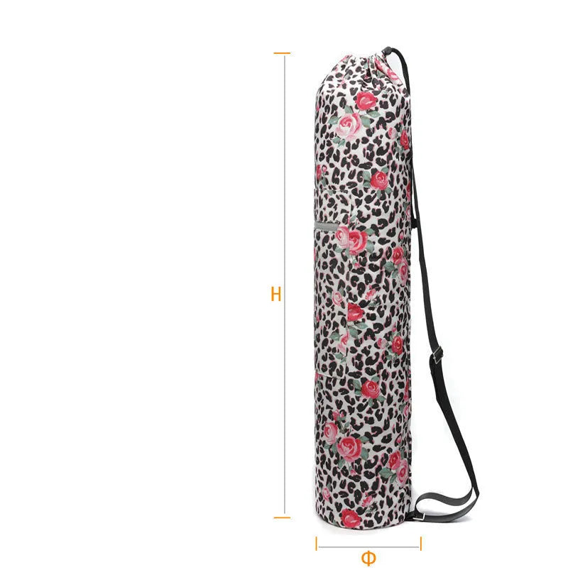 Canvas yoga bag with shoulder strap for 6mm yoga mat, shown as a storage bag for yoga and fitness use