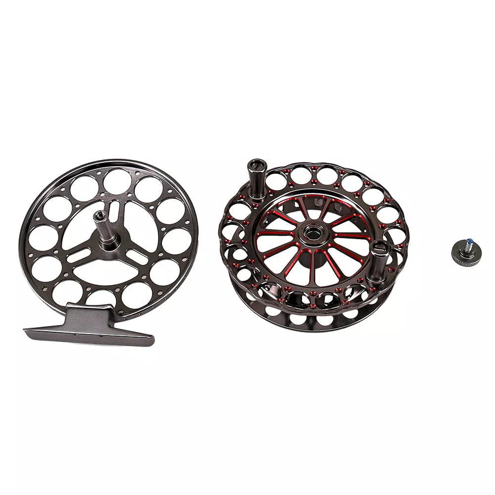 Full metal raft fishing reel with 1:1 speed ratio in red