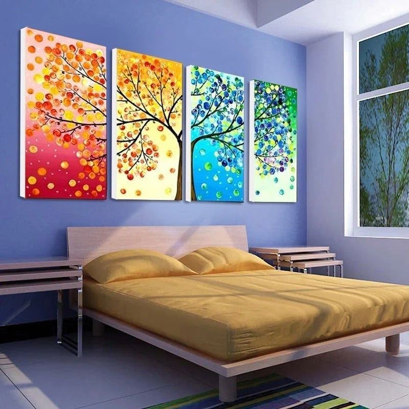 High-definition canvas print puzzle set of colorful tree leaves and fruit for home decor
