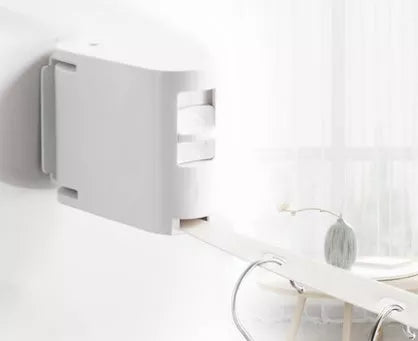 Telescopic balcony clothesline with white TPU rope and hanger holes for efficient drying