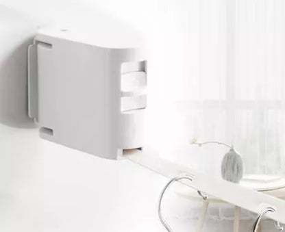 Telescopic balcony clothesline with white TPU rope and hanger holes for efficient drying