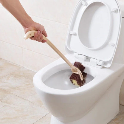 Brown imitation wood long handle toilet brush measuring 60cm with PP construction