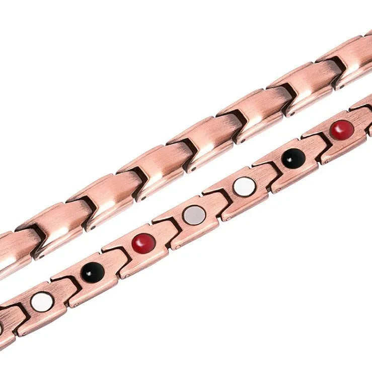 Metal rhombus therapy bracelet in black, bronze, gold, or silver, available as single or multi-pack for arthritis and slimming support.