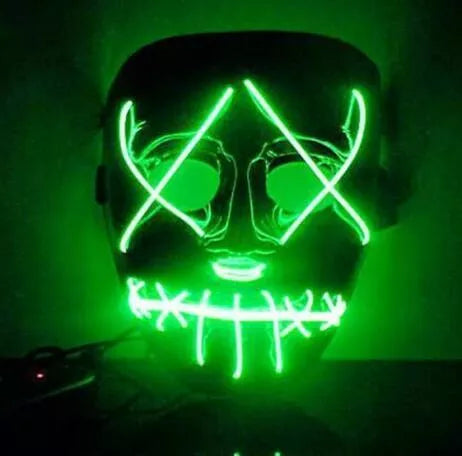 Halloween LED Glowing Full Face Mask in various colors with customizable lighting modes