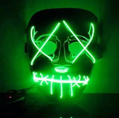 Halloween LED Glowing Full Face Mask in various colors with customizable lighting modes