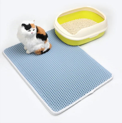 EVA double-layer cat litter mat in black, brown, grey, light blue or pink, sizes S to XL