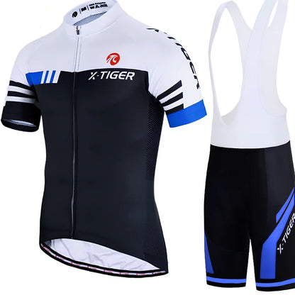 Red cycling jersey with chemical fibre blend fabric for outdoor sports, shown in cycling position