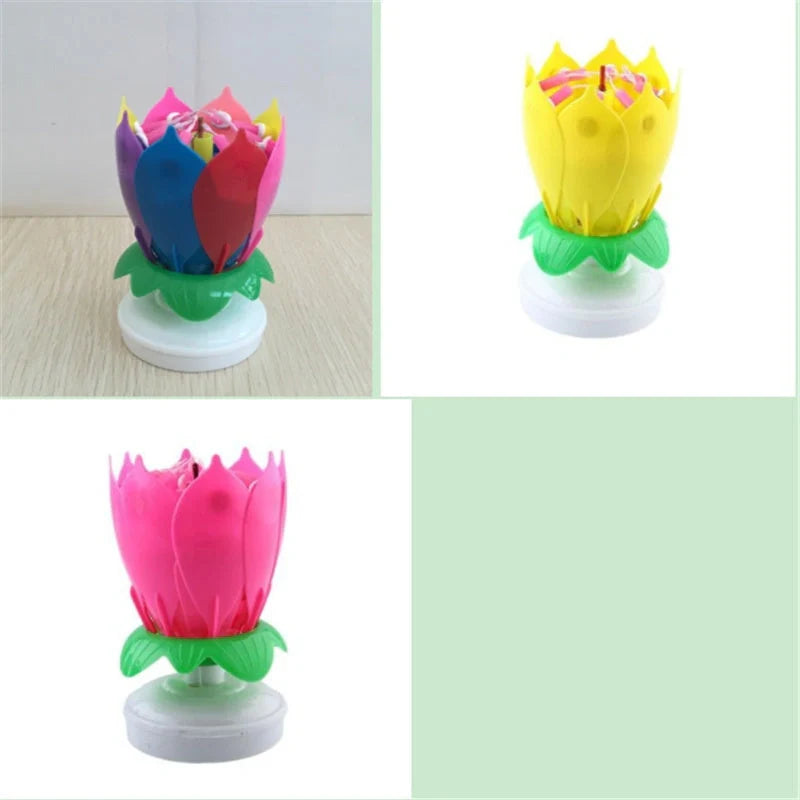 Musical Lotus Candles in various colors with a unique lotus design and music feature