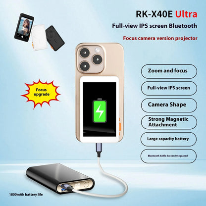 4-inch wireless selfie multi-monitoring device with magnetic mount, plastic body, black and white options.