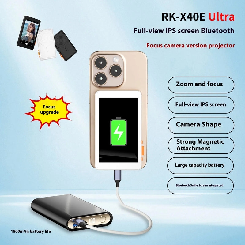 4-Inch Wireless Selfie Multi-Monitoring Device Magnetic Phone Camera Screen for Vlogging Photography Content Creation Universal Fit Black White Plastic