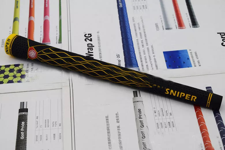 Female golf club grips in various colors made from natural rubber for durability and comfort