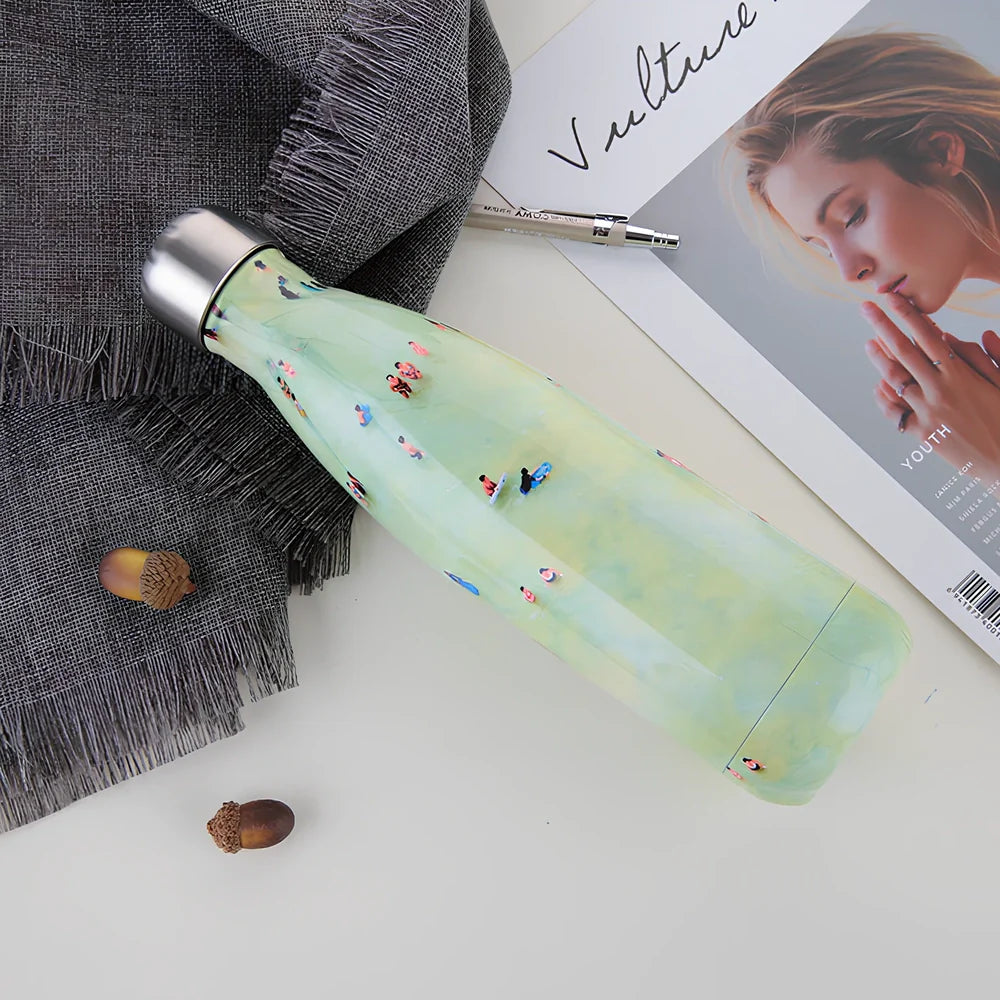 Stainless steel thermal water bottle with 500ml capacity and vacuum insulation technology