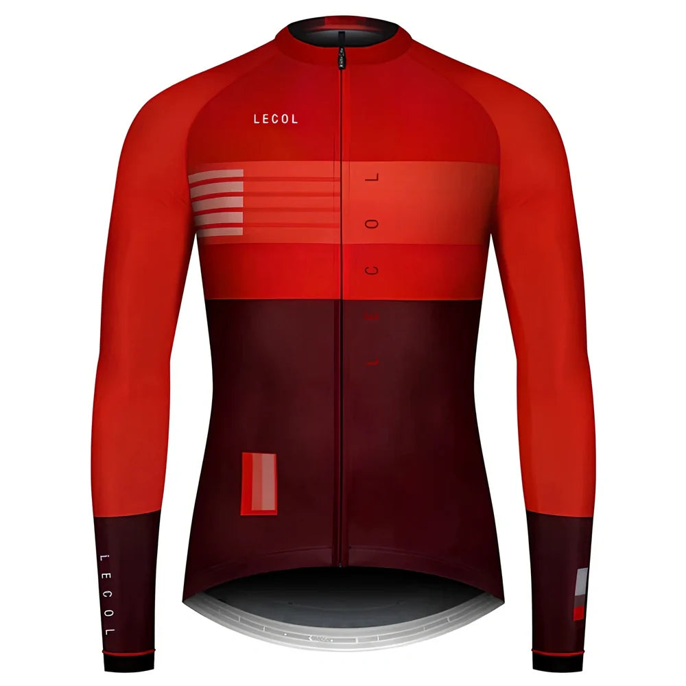 Autumn full sleeve cycling jersey for men with moisture-wicking fabric and ergonomic cycling cut
