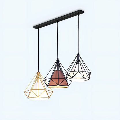 Wrought iron diamond chandelier with adjustable height and LED lighting for 10-15 square metre rooms