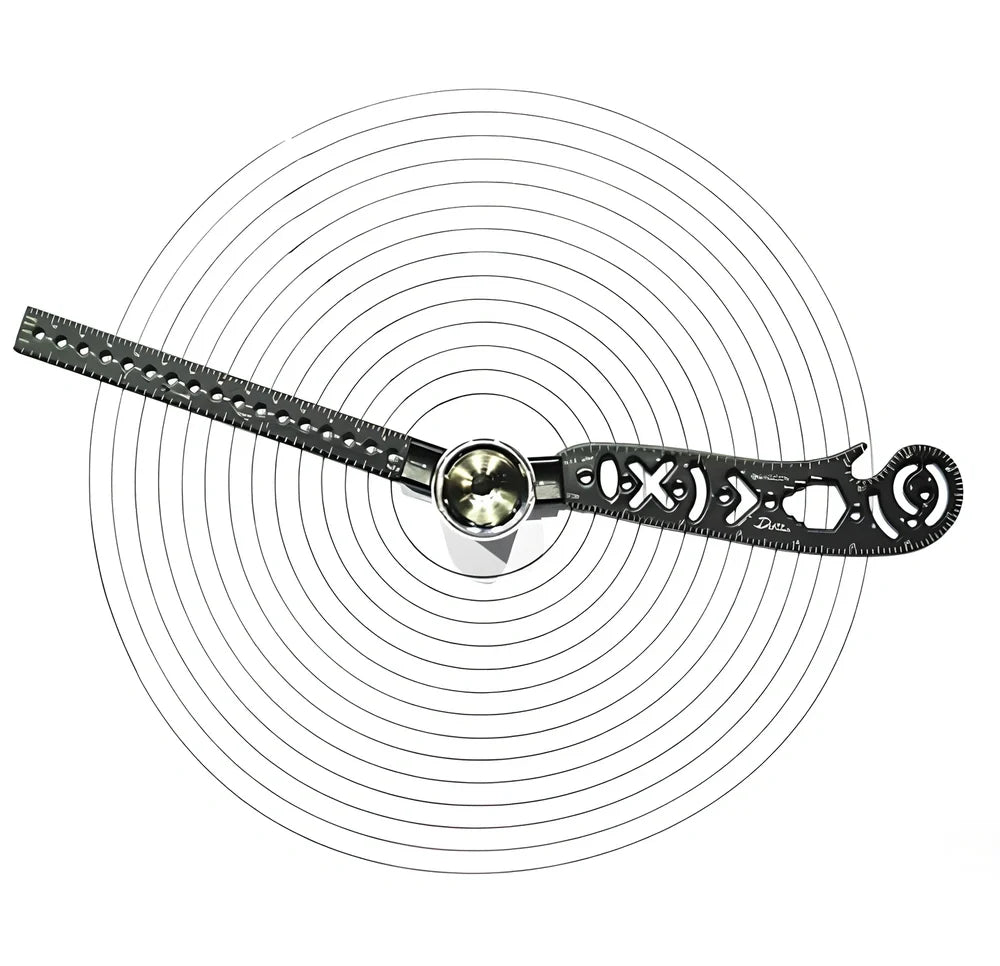17cm metal drawing ruler with magnetic compass base for circular measurements without paper damage