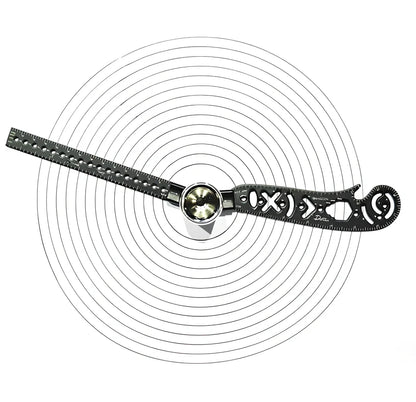 17cm metal drawing ruler with magnetic compass base for circular measurements without paper damage