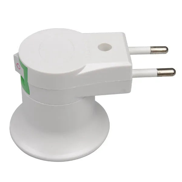 White wall plug-in screw lamp holder with switch for E27 bulbs, 250V maximum voltage