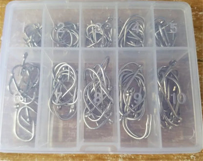 Fishhook Boxed Set with 500 pieces in sizes 3-12 for versatile fishing