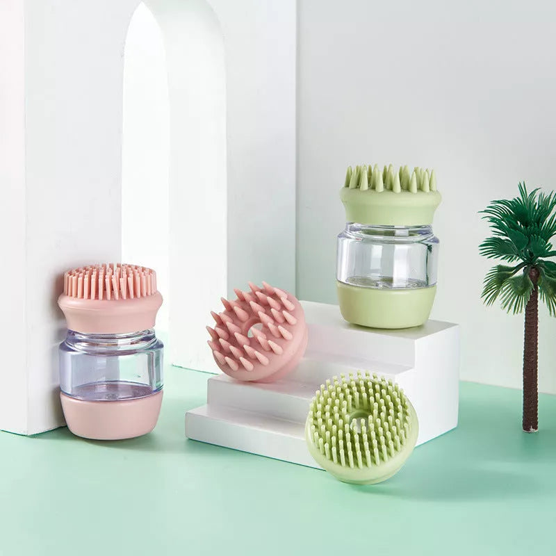 Multifunctional pet bath massage brush comb in pink and green