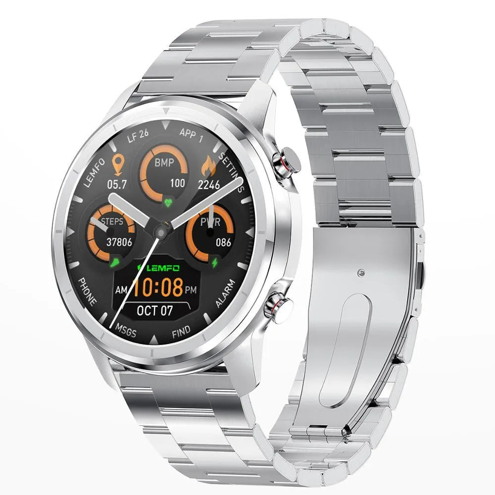 LEMFO LF26 smart bracelet with 1.3-inch screen showing fitness data on wrist