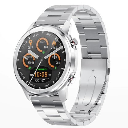 LEMFO LF26 smart bracelet with 1.3-inch screen showing fitness data on wrist