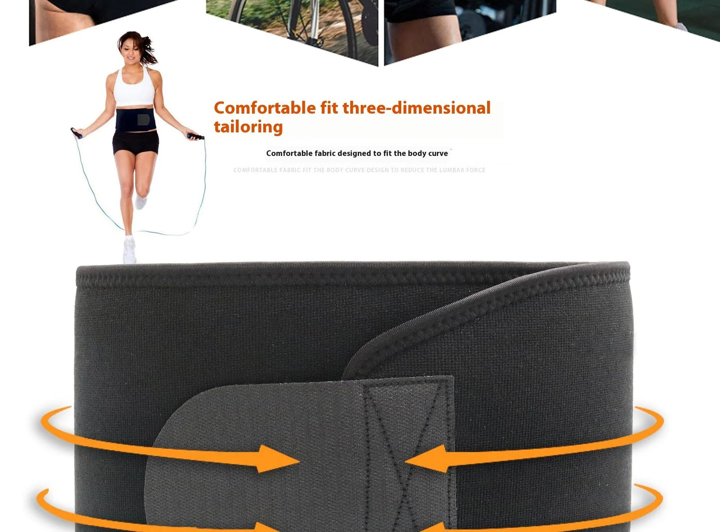 Neoprene lumbar support belt for running and fitness waist protection in adjustable design