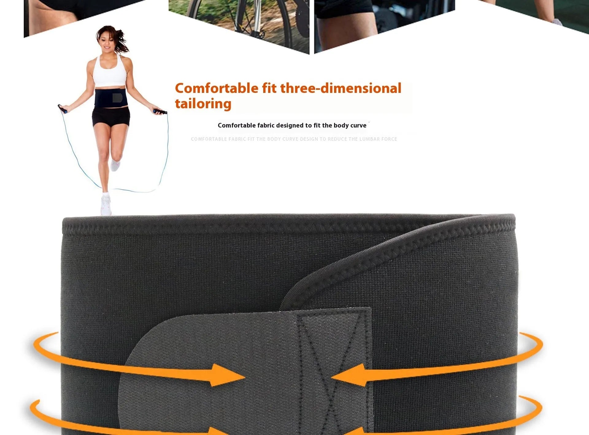 Neoprene lumbar support belt for running and fitness waist protection in adjustable design