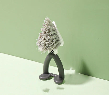 Vertical pot brush with durable bristles for non-stick cookware, available in black and white