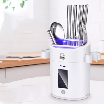 White Kitchen Smart Sterilization Cutlery Rack for knives, spoons, and chopsticks