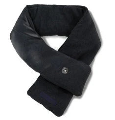 Heated USB-powered neck scarf with retro plaid pattern and temperature control settings