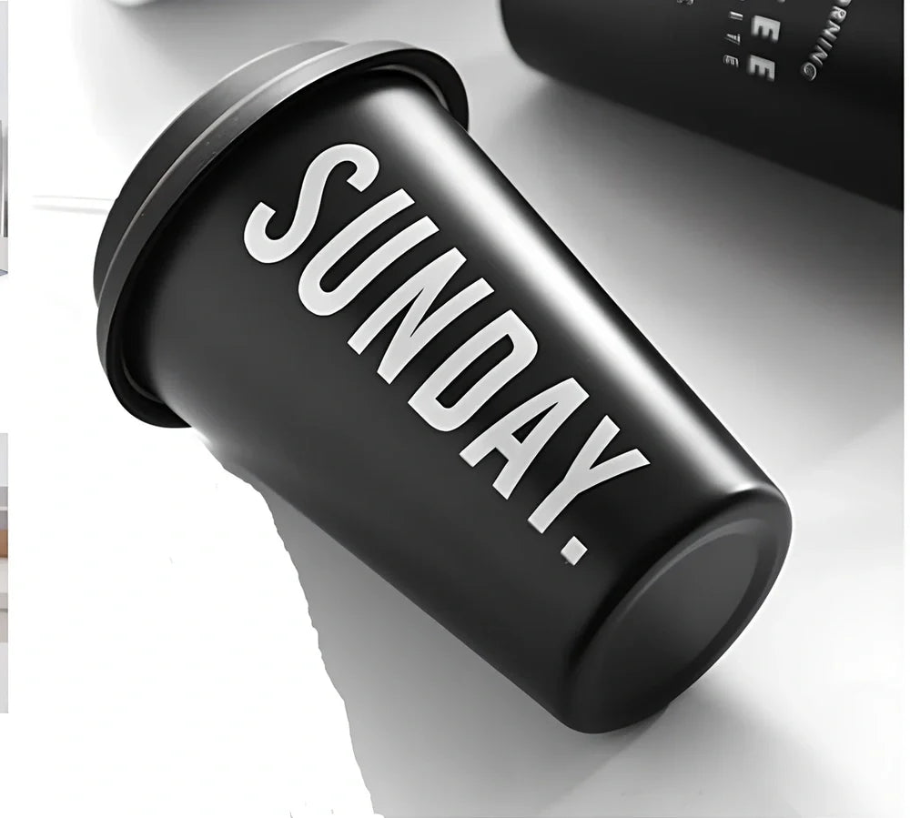 350ml ROKEN stainless steel cup in coffee black with lid, straight and curved straws for travel use