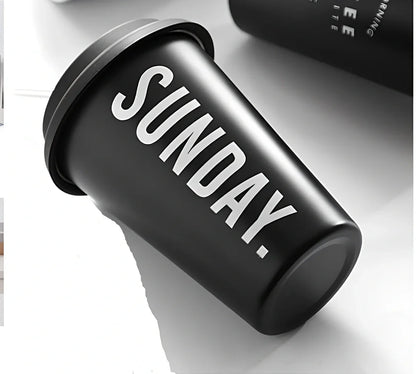 350ml ROKEN stainless steel cup in coffee black with lid, straight and curved straws for travel use