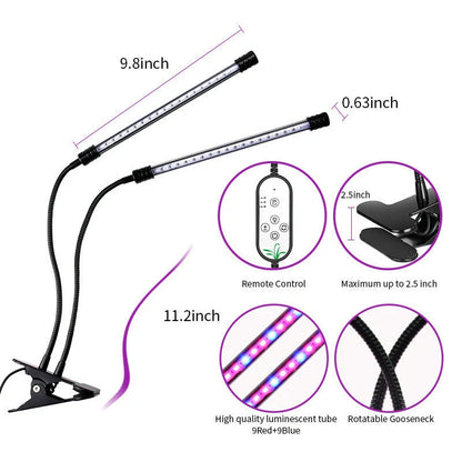 Adjustable USB plant growth light with timer for indoor gardening