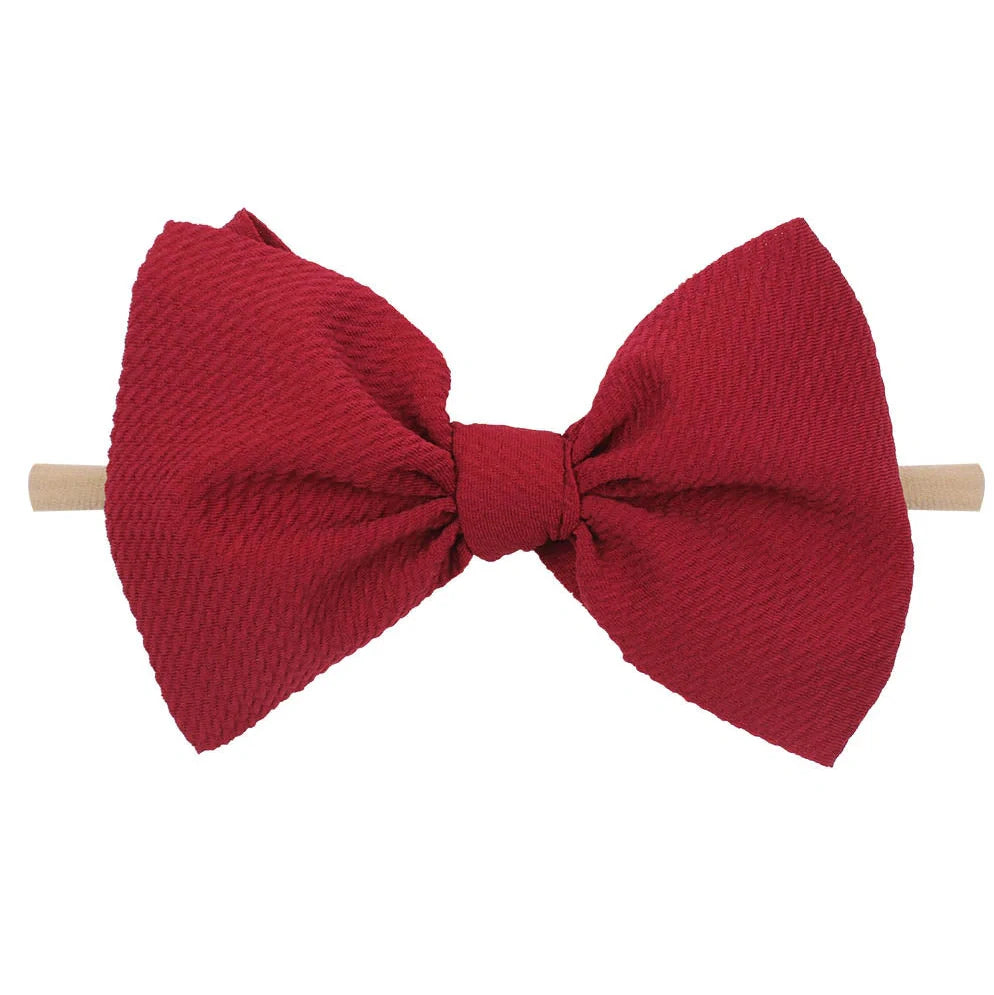 Children's waffle fabric bow hair accessory headband in multiple colour options