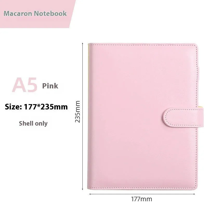 Solid colour A5 PU leather notebook shell with zipper closure in various colour options