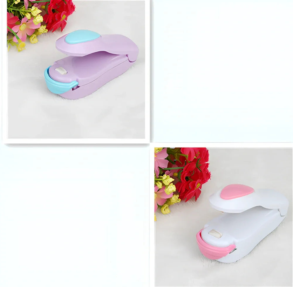 Mini hand pressure heat sealing machine measuring 10cm with magnetic base for plastic bag food preservation