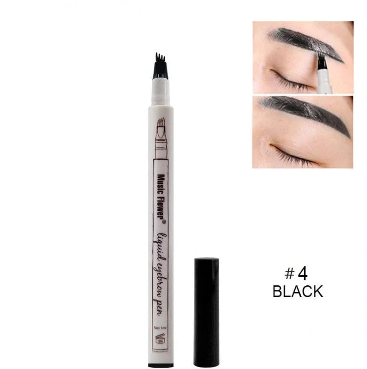Music Flower Waterproof Eyebrow Pen with four-claw tip for natural-looking eyebrows