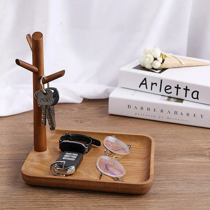 Solid wood watch storage tray with easy disassembly design in brown