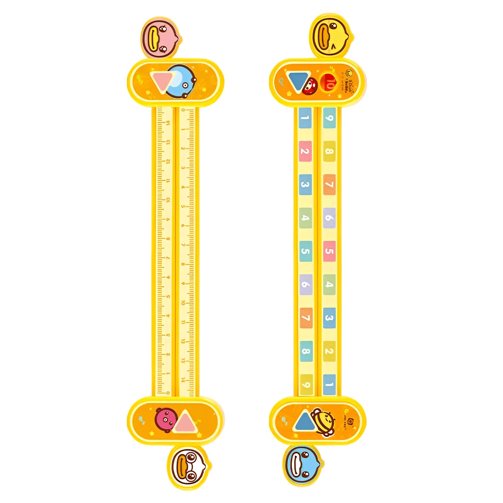 Yellow plastic children's digital decomposition ruler measuring 24.5cm for mathematics education