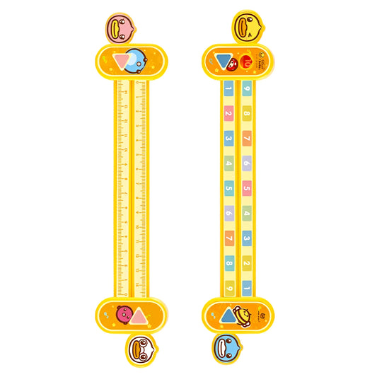 Yellow plastic children's digital decomposition ruler measuring 24.5cm for mathematics education