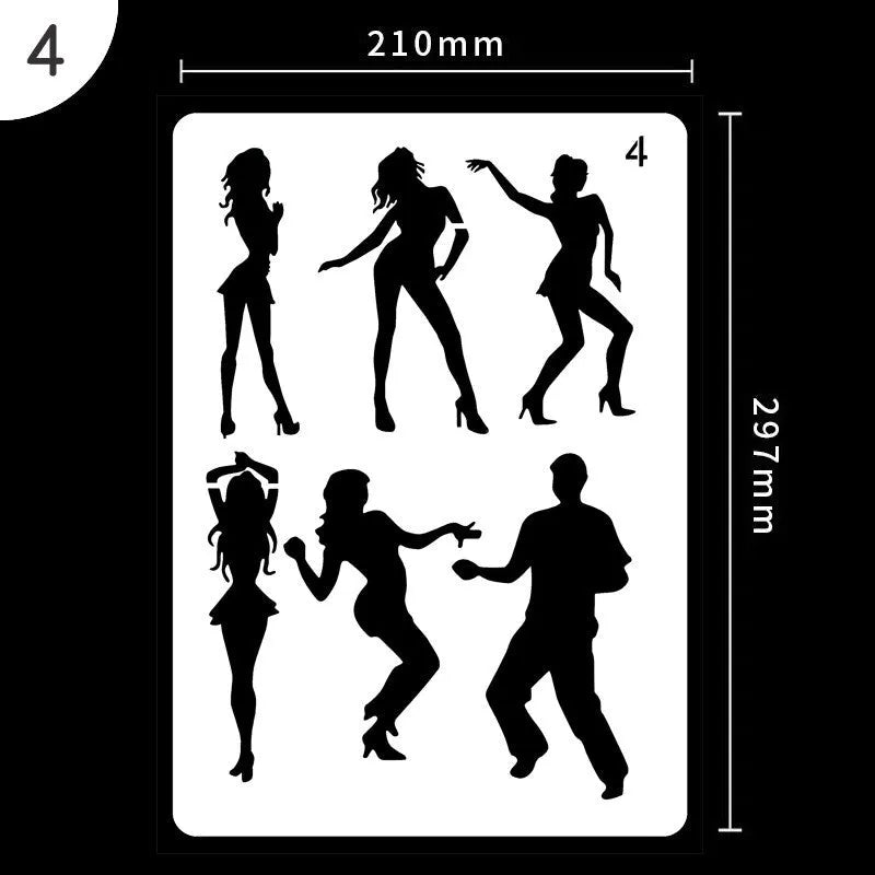 White plastic reusable stencil template with geometric patterns for DIY painting and crafts.