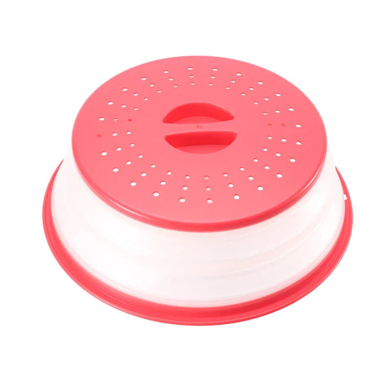 Collapsible microwave cover, colander, and fruit plate in various colors - a versatile kitchen accessory for cooking, draining, and serving
