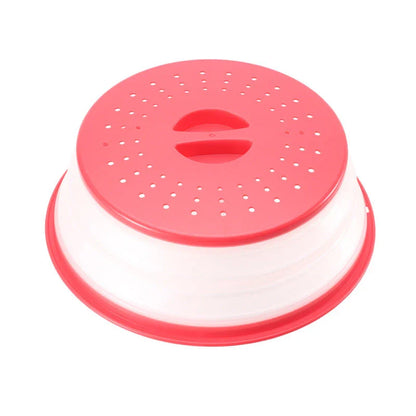 Collapsible microwave cover, colander, and fruit plate in various colors - a versatile kitchen accessory for cooking, draining, and serving