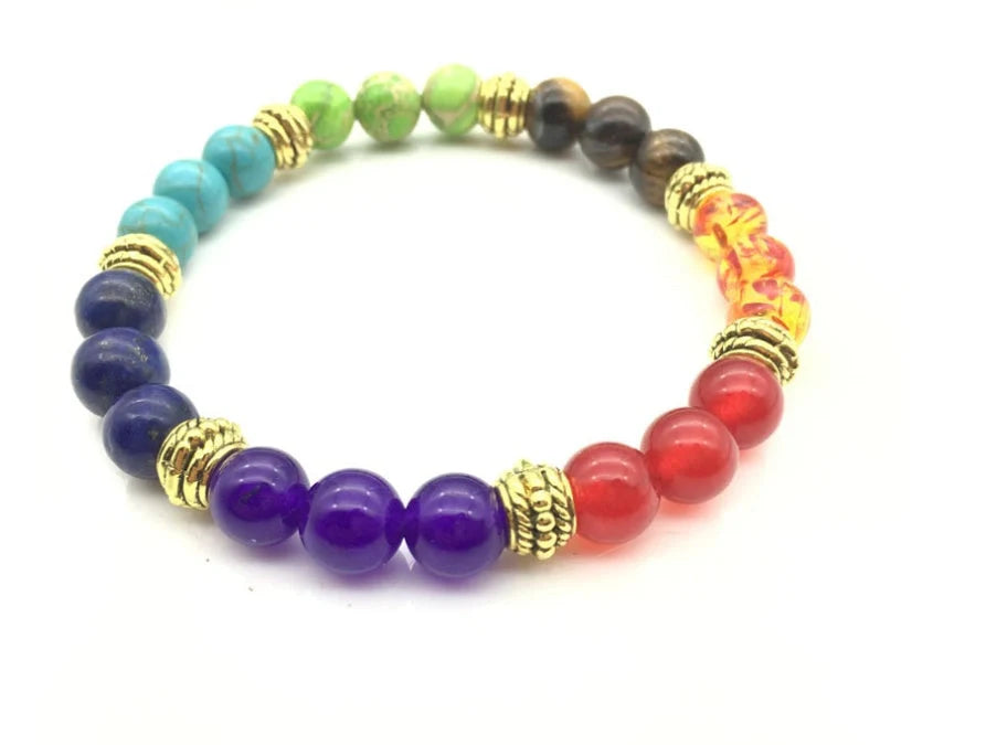 Natural Stone Colorful Bracelet with 8mm beads and 19cm inner circumference