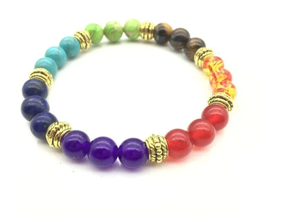 Natural Stone Colorful Bracelet with 8mm beads and 19cm inner circumference